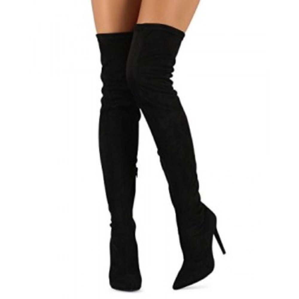 Over the knee Black Pointed Toe Boots